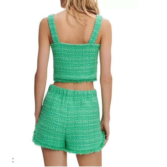Maje Livete Fringe Trim Tweed Top (1) & Ivete Frayed Hem Shorts (34) - Picture 2 of 16
